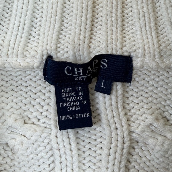 Chaps Cable-knit Funnel Neck Cardigan Sweater Women’s L 100% Cotton Preppy Y2K - Picture 4 of 12
